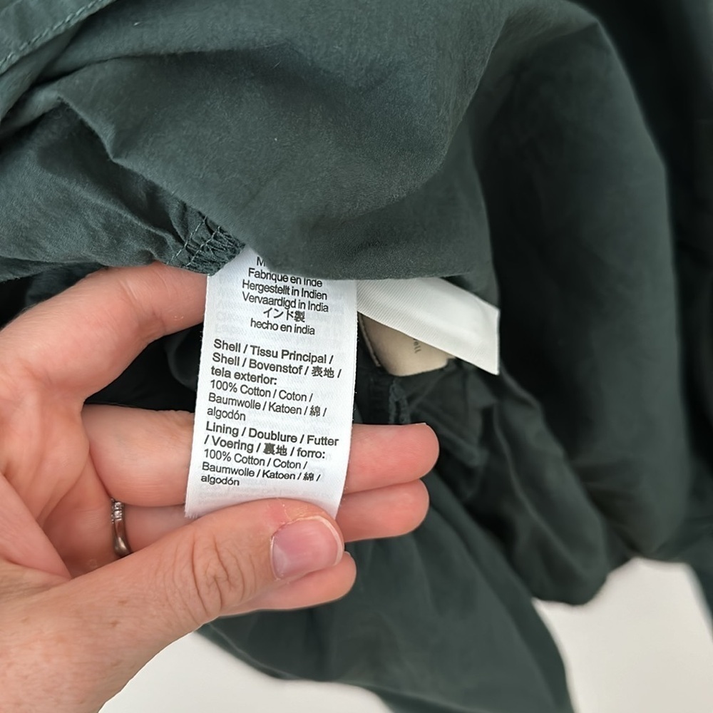 Madewell Long Sleeve Mini Dress Poplin Cotton Wrap Green Casual Quiet Luxury - Picture 13 of 13